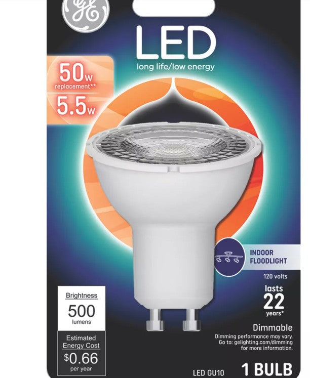 General Electric 93120809 5.5W GU10 MR16 LED 50W Equivalence Flood Light Bulb White - Bellso